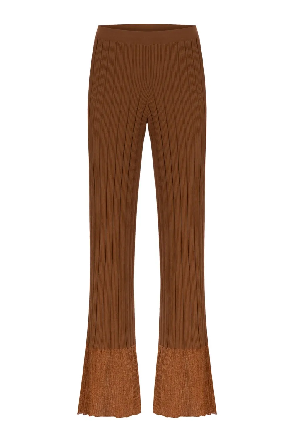 RIBBED PANTS WITH GLITTERED TIPS BRONZE