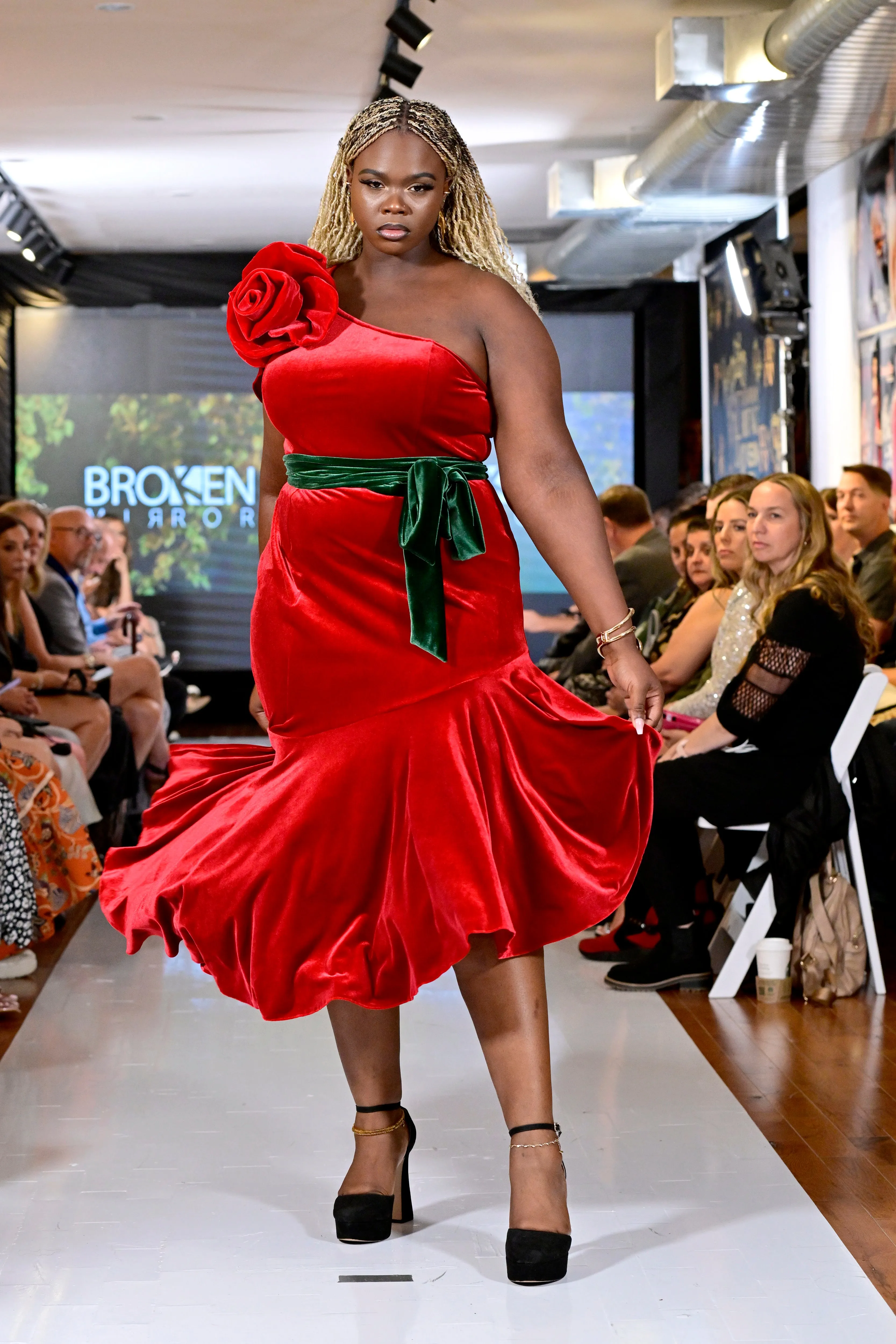 Roses Red Velvet Dress