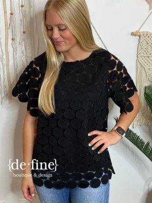 Round and Round Black Lace Top