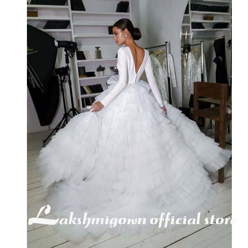 Roycebridal Gorgeous Arabic Wedding Dresses Bling Bling Sequins Plus Size Ball Gown Wedding Dress Sparkly Princess long sleeves Bridal Gown