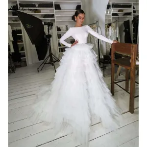 Roycebridal Gorgeous Arabic Wedding Dresses Bling Bling Sequins Plus Size Ball Gown Wedding Dress Sparkly Princess long sleeves Bridal Gown
