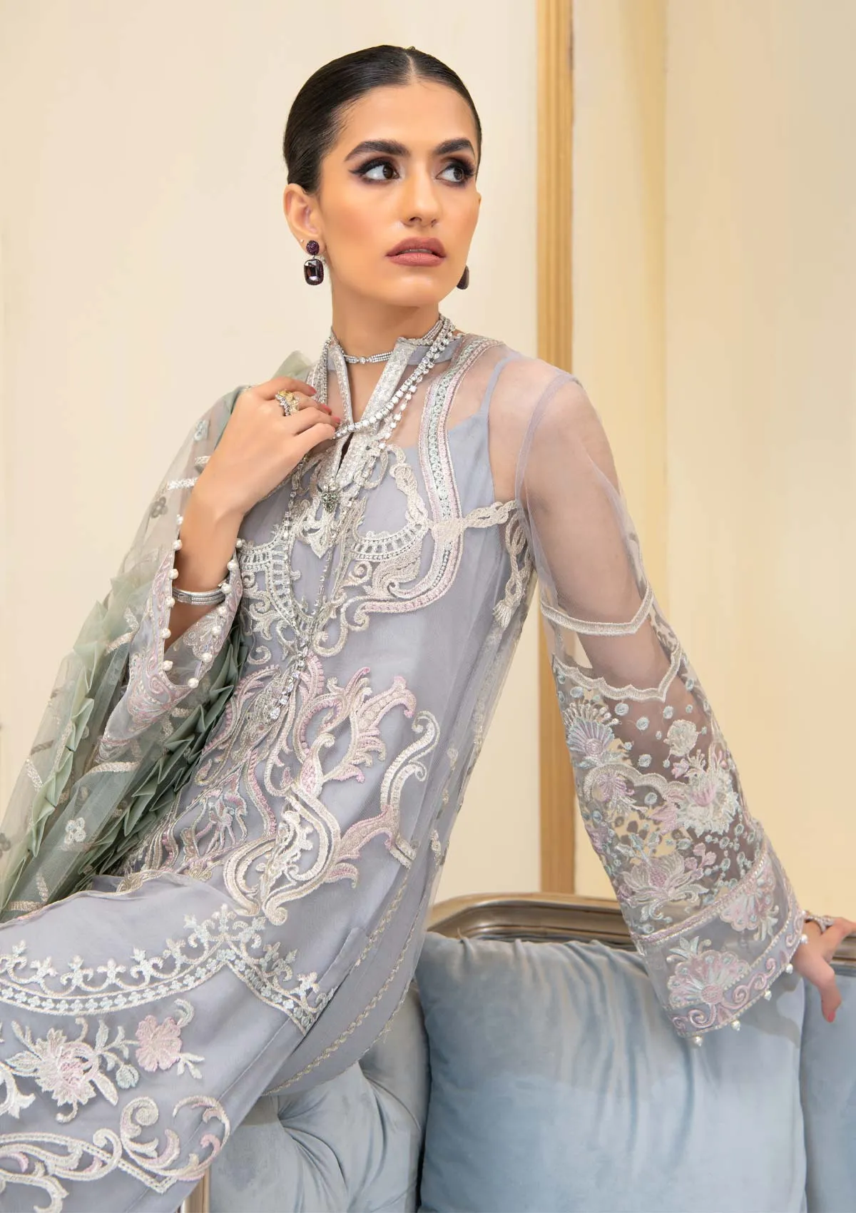 RÊVEUSE - LOOK 02 | AIK Atelier Reveuse Spring 2021 Collection - Organza & Tule | Unstitched mbroidered Net Suits