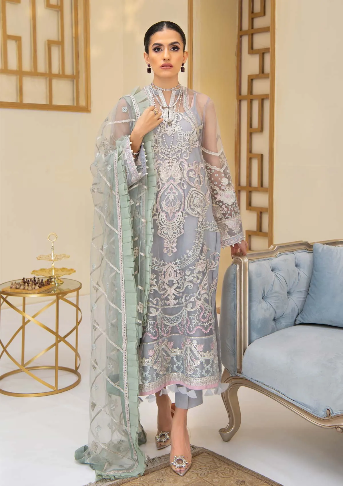 RÊVEUSE - LOOK 02 | AIK Atelier Reveuse Spring 2021 Collection - Organza & Tule | Unstitched mbroidered Net Suits