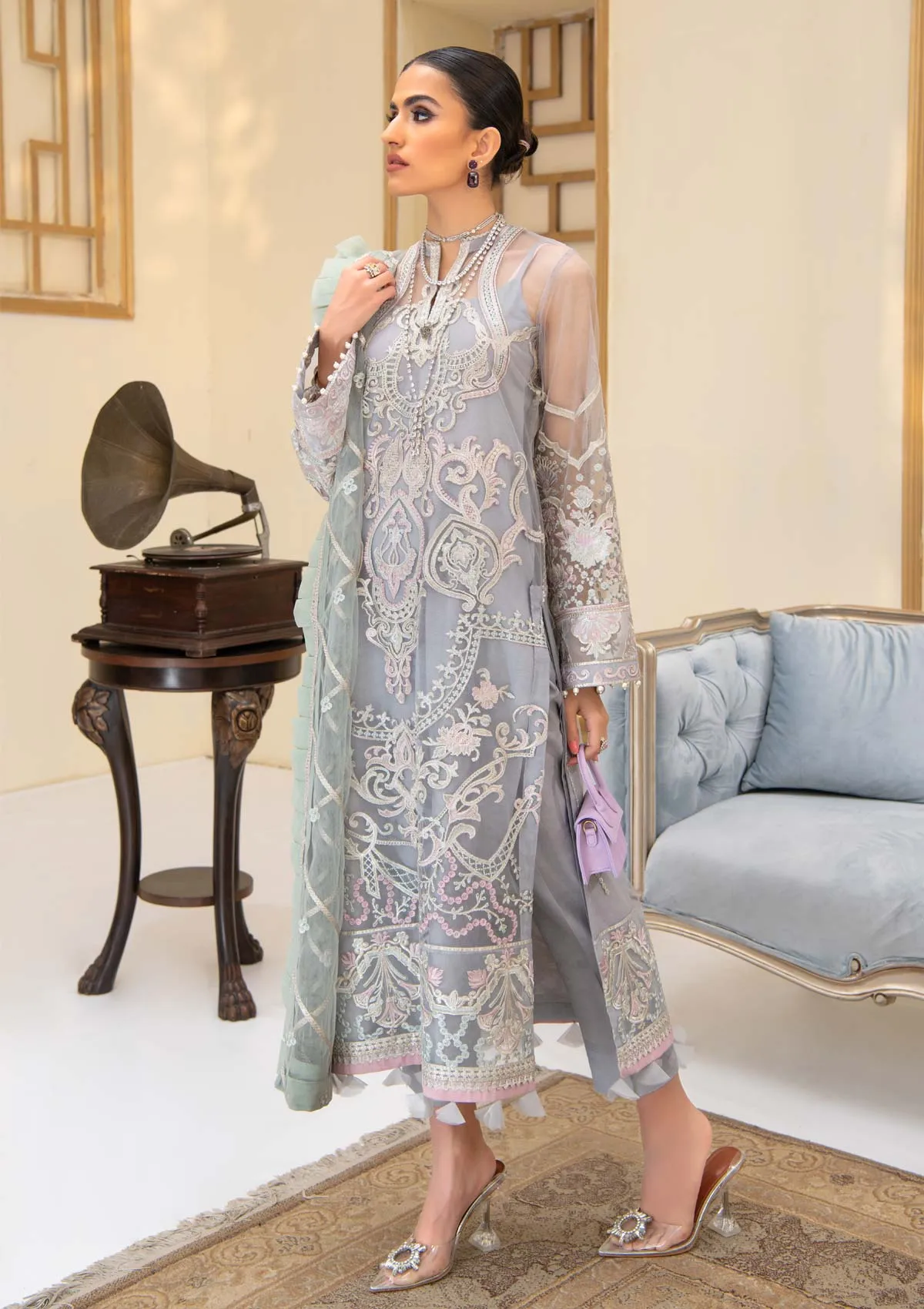 RÊVEUSE - LOOK 02 | AIK Atelier Reveuse Spring 2021 Collection - Organza & Tule | Unstitched mbroidered Net Suits