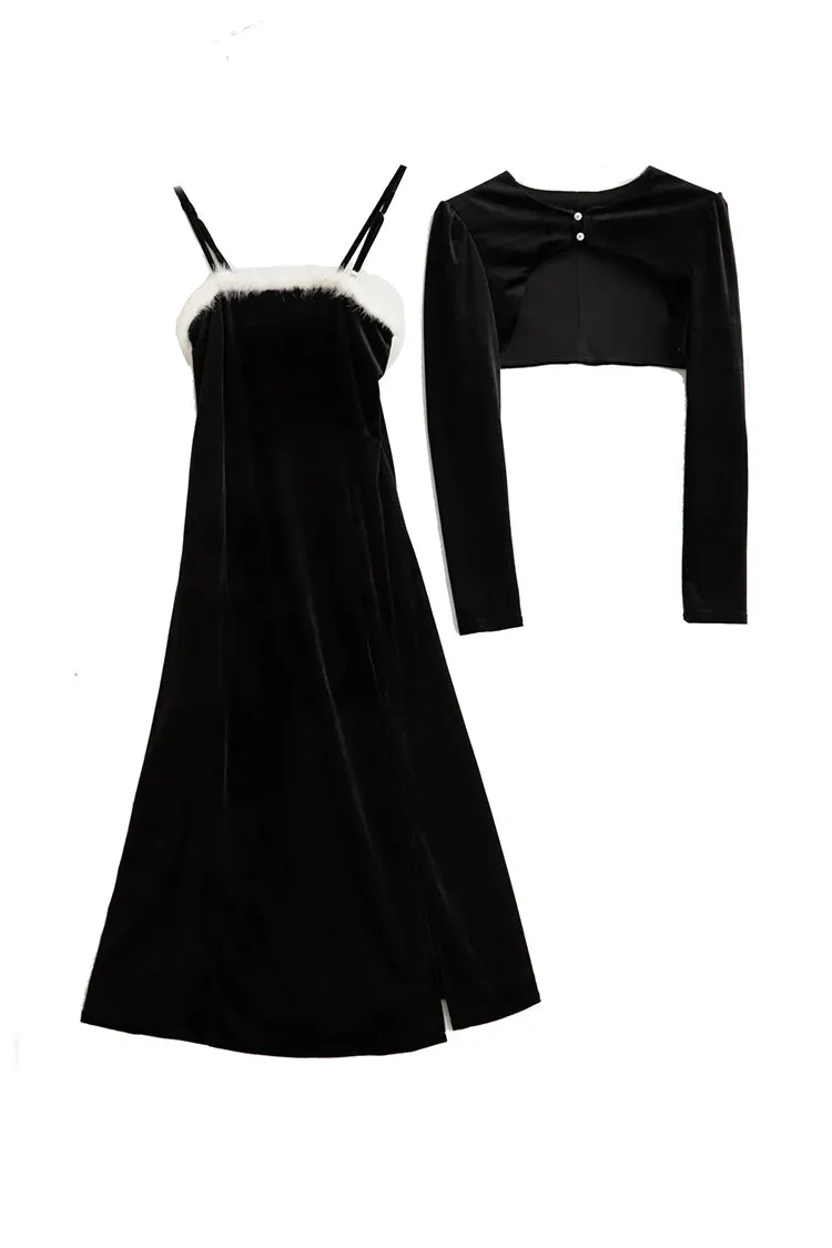 Sarai Velvet Dress Short Coats 2 Piece Set