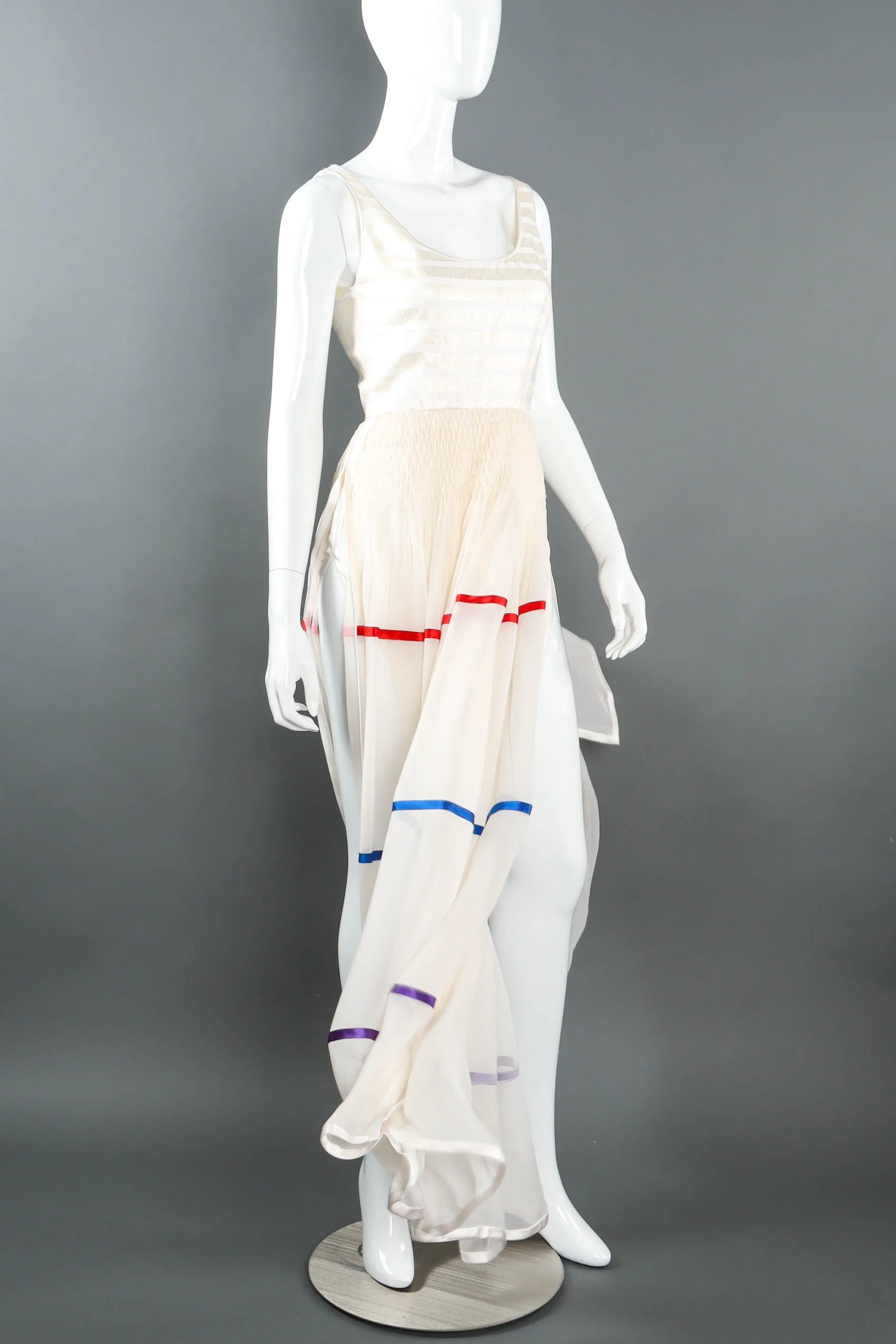 Satin Ribbon Stripe Panel Dress