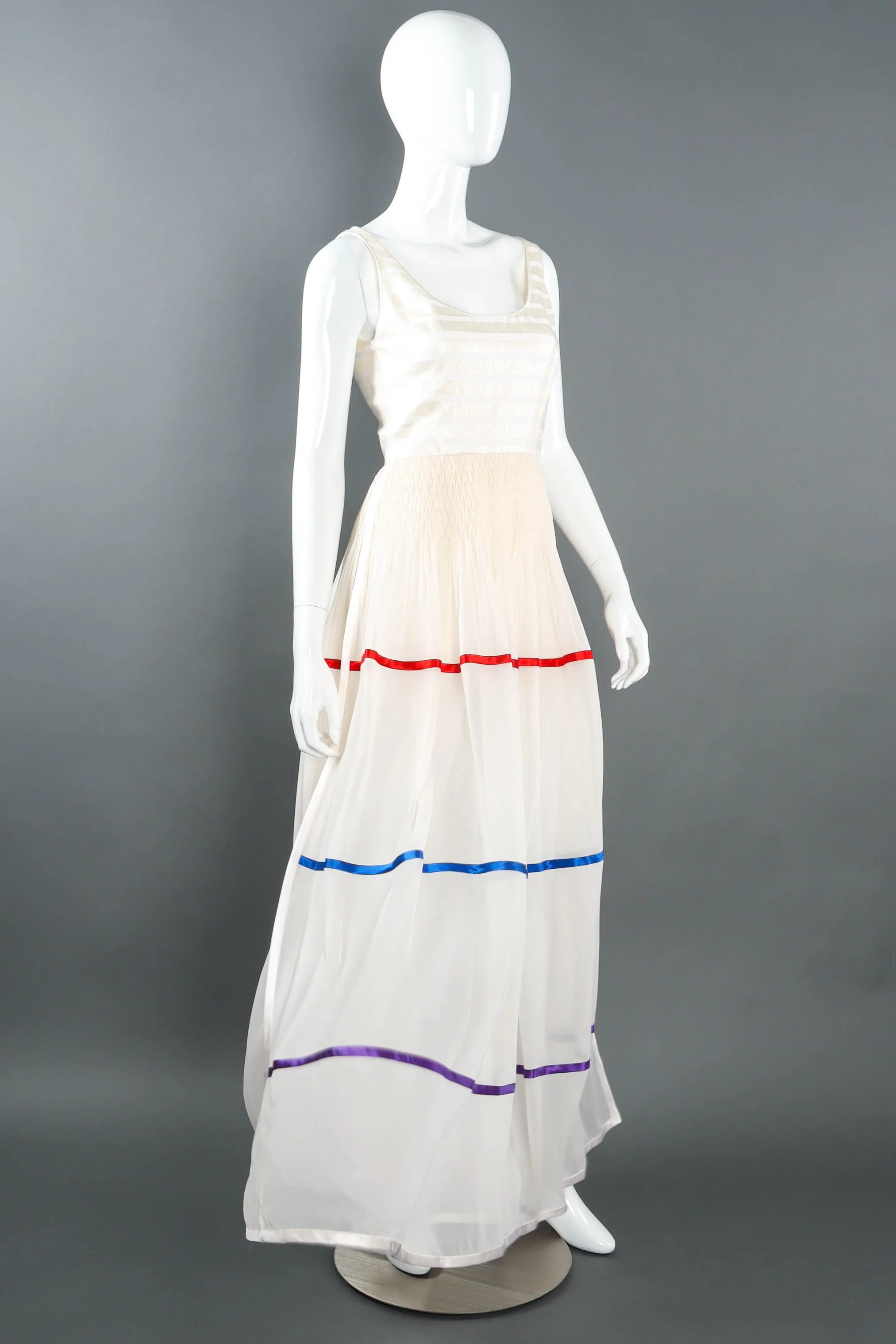 Satin Ribbon Stripe Panel Dress