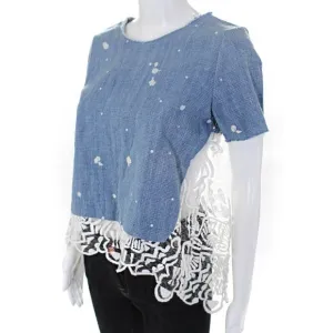 Sea New York Denim Splatter T with Lace