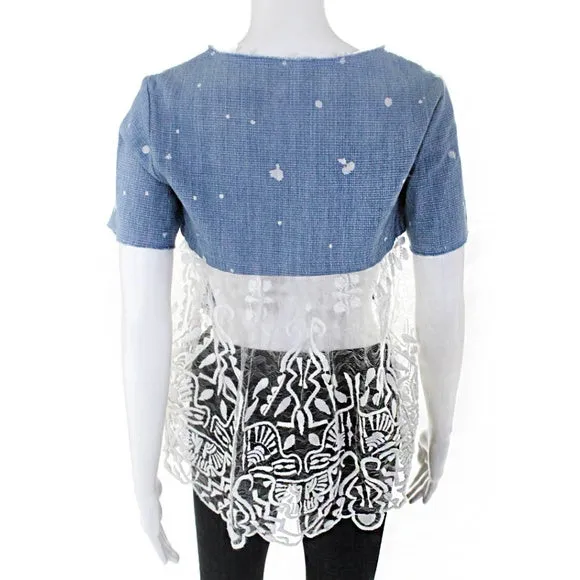 Sea New York Denim Splatter T with Lace