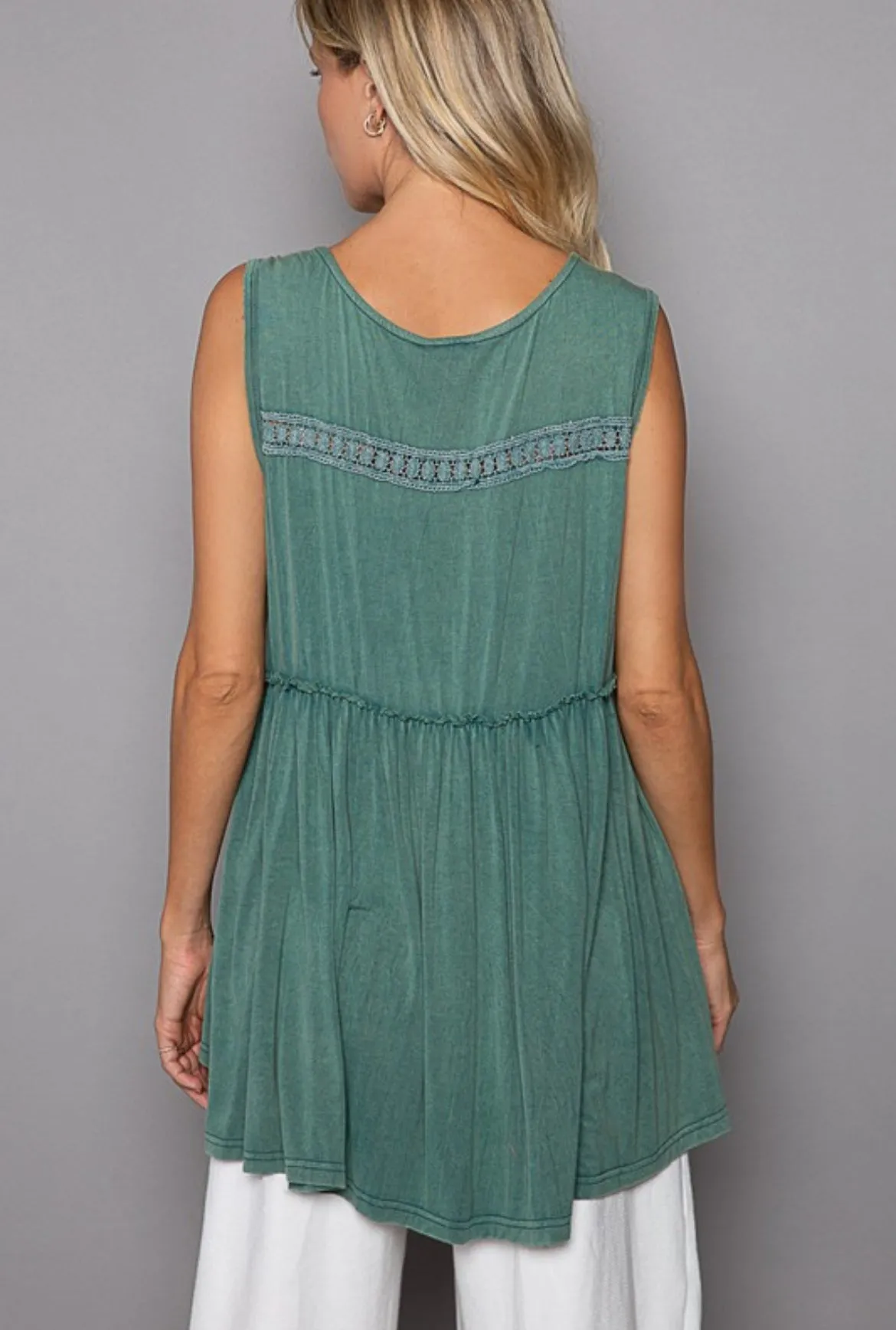 Seagreen Lace Trim Top