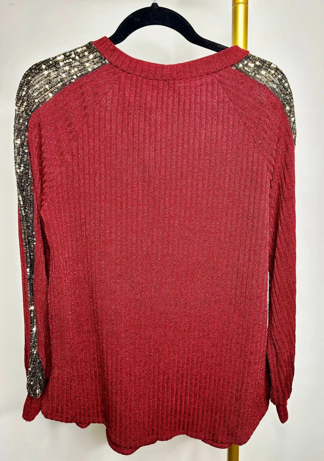 Sequin Detail Top in Cranberry