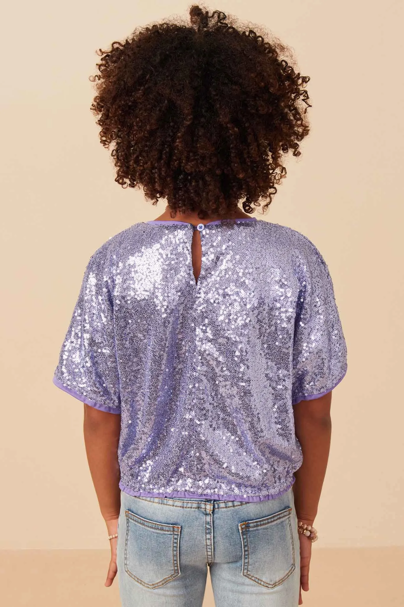 Sequined Short Sleeve Dolman Top