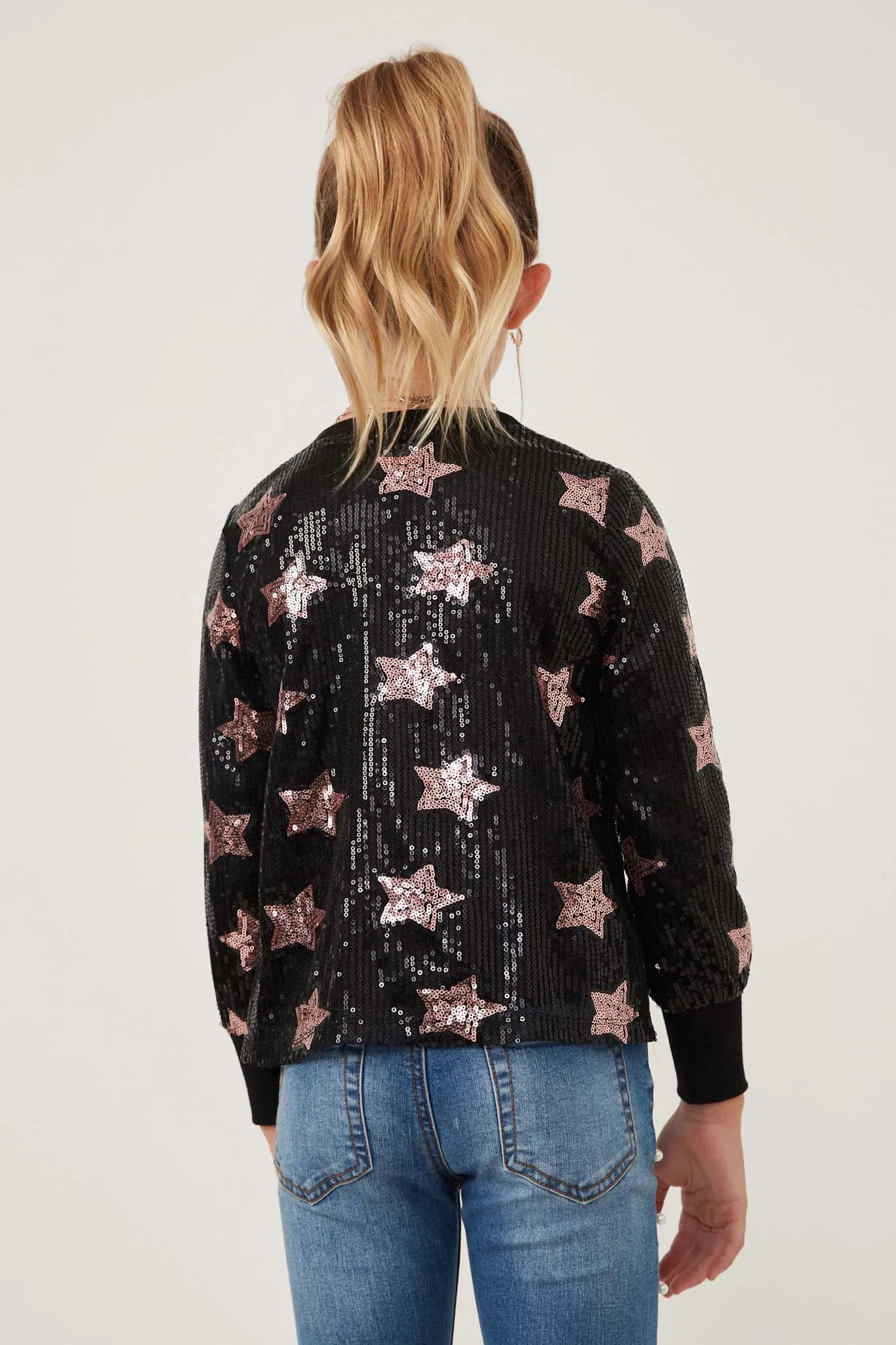 Sequined Star Pattern Sweatshirt