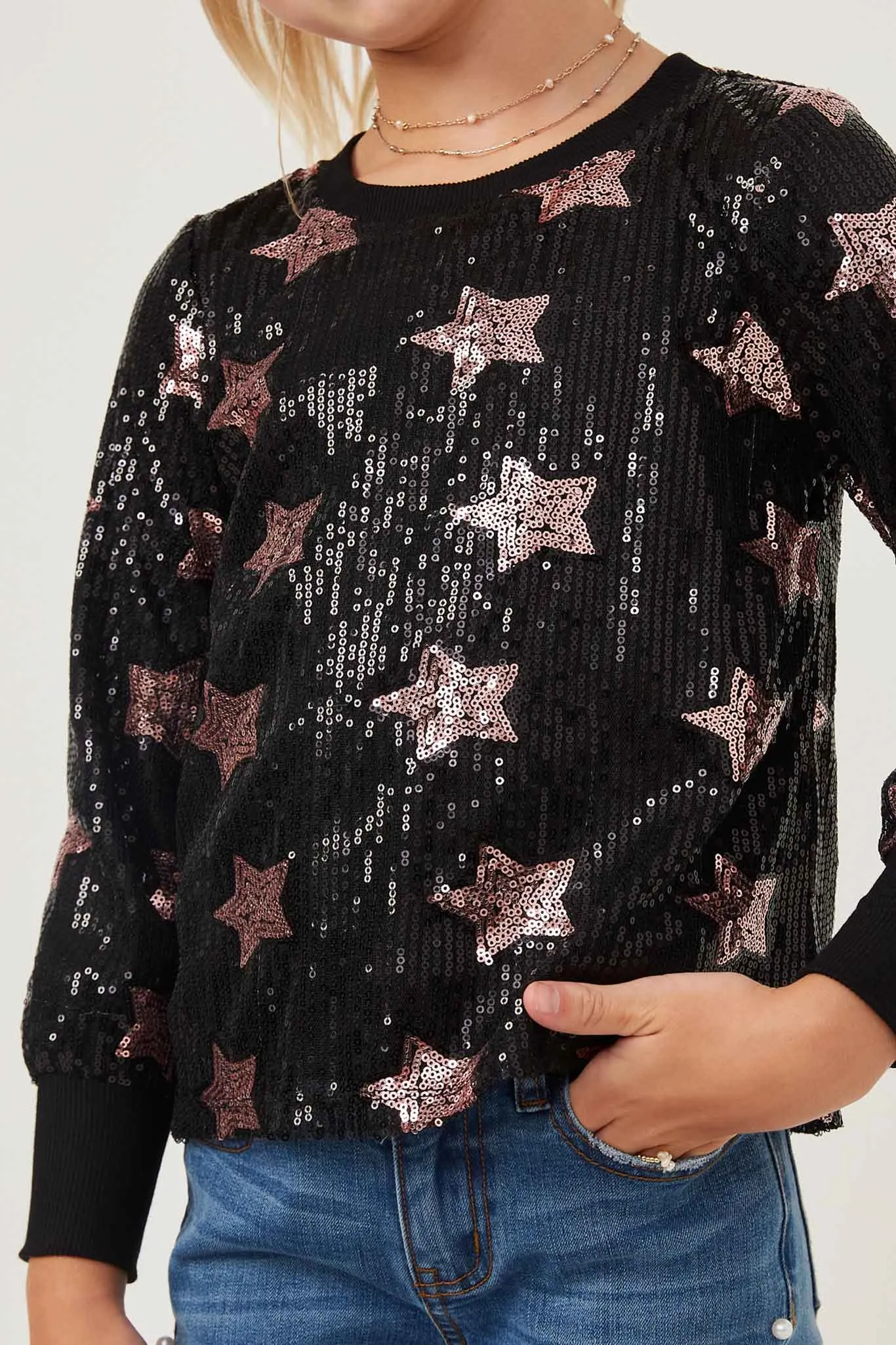 Sequined Star Pattern Sweatshirt