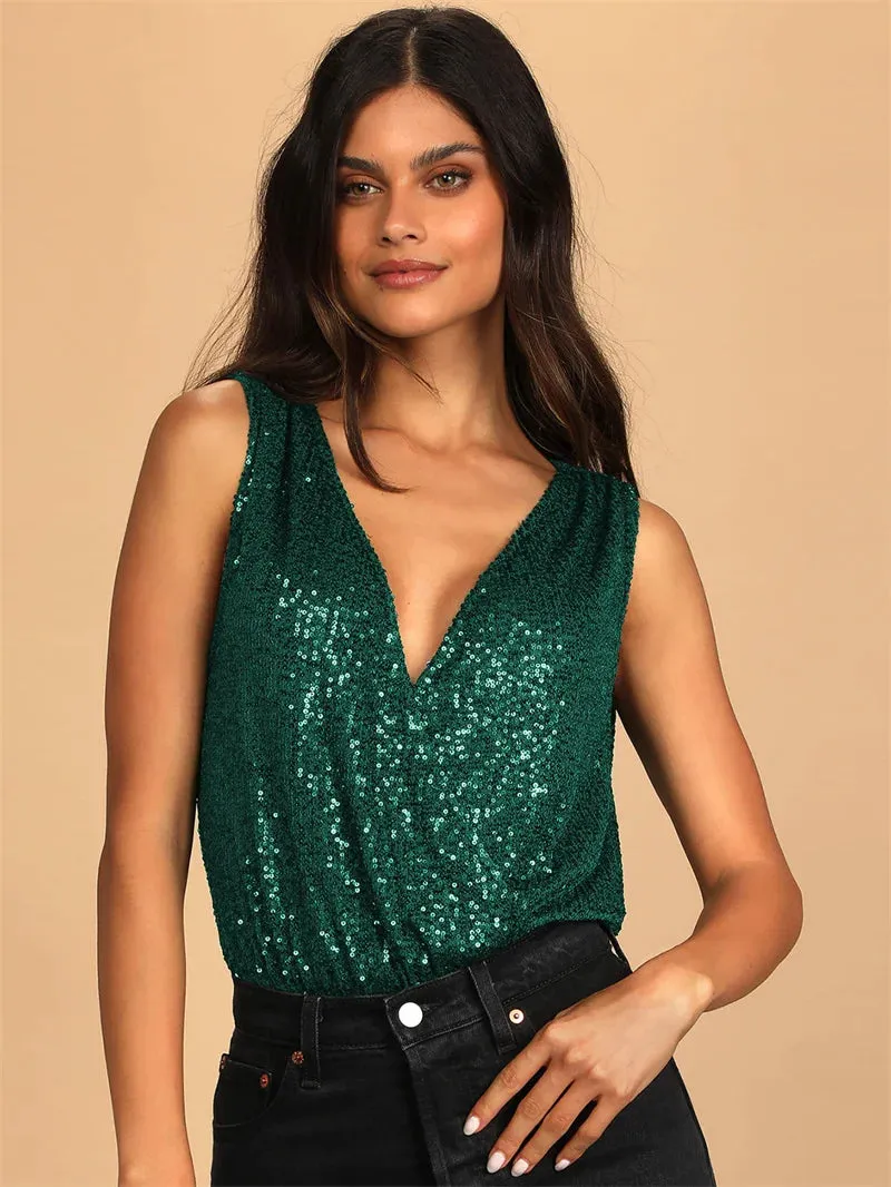 Sequins Glittered Bodycon Suit Nightclub Outfit
