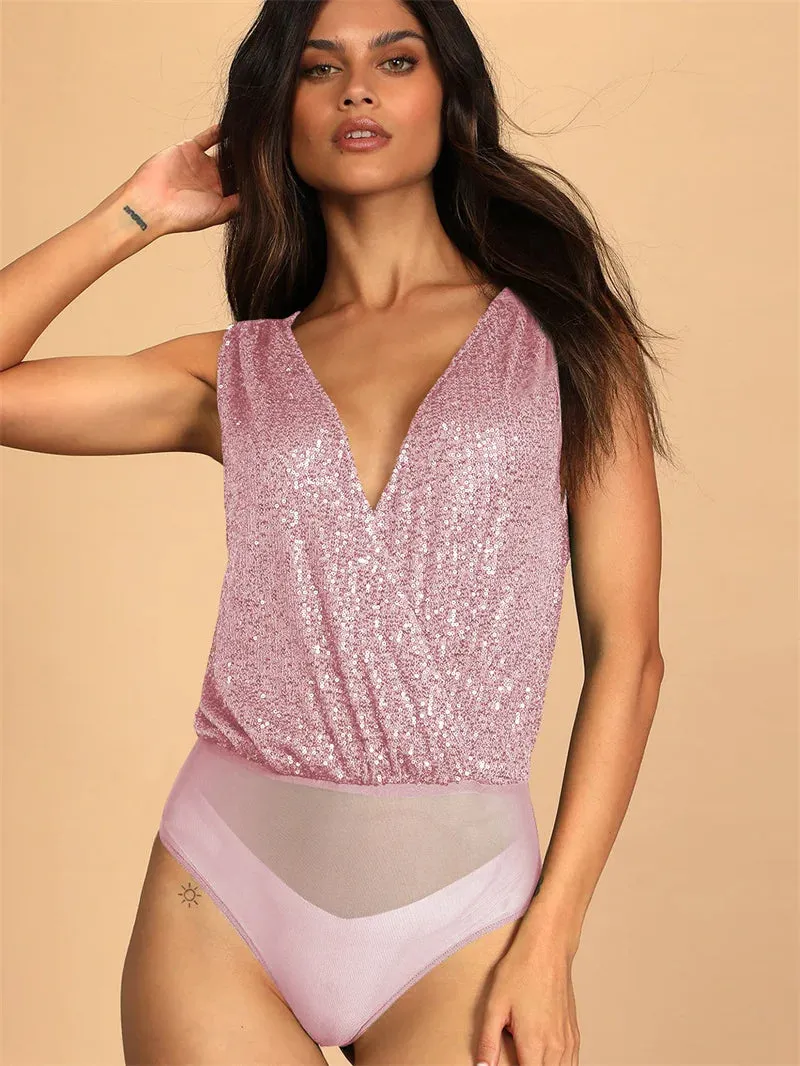 Sequins Glittered Bodycon Suit Nightclub Outfit