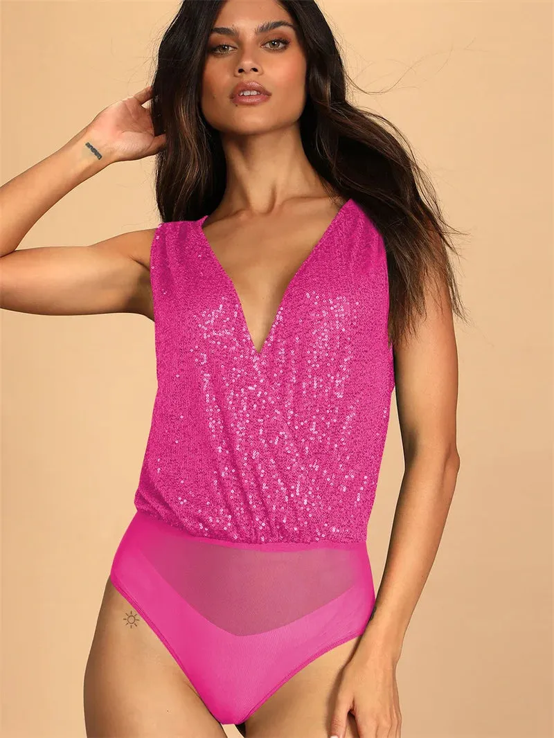 Sequins Glittered Bodycon Suit Nightclub Outfit
