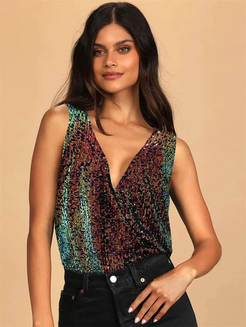 Sequins Glittered Bodycon Suit Nightclub Outfit