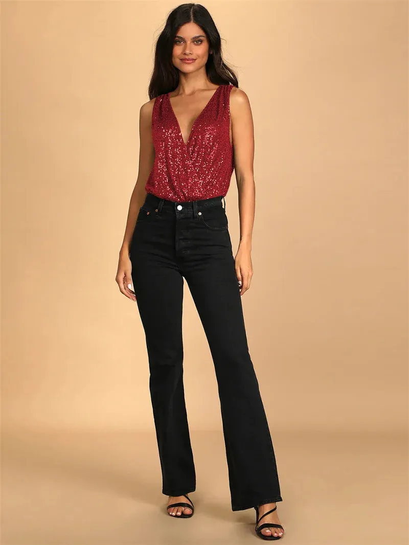 Sequins Glittered Bodycon Suit Nightclub Outfit