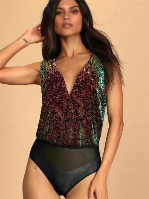Sequins Glittered Bodycon Suit Nightclub Outfit