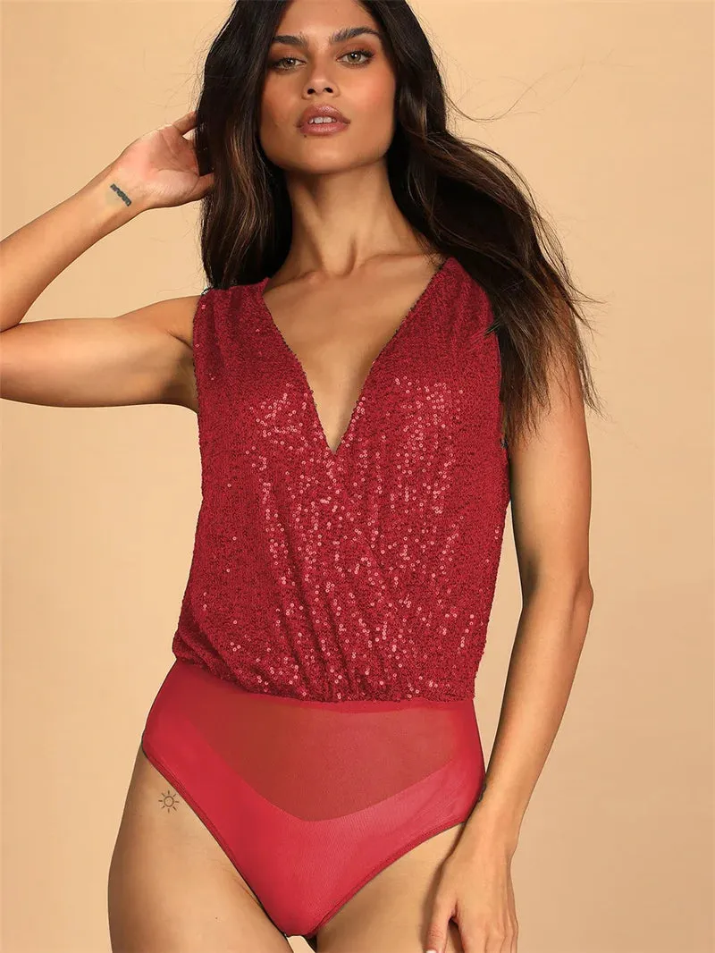 Sequins Glittered Bodycon Suit Nightclub Outfit