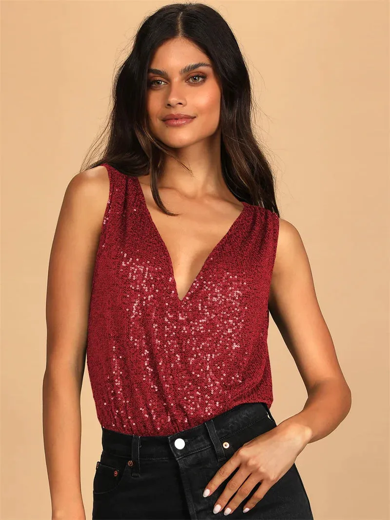Sequins Glittered Bodycon Suit Nightclub Outfit