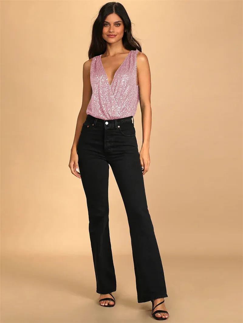 Sequins Glittered Bodycon Suit Nightclub Outfit