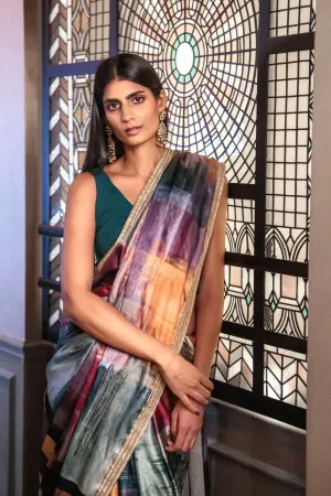 SERENA Multicolor Satin Saree