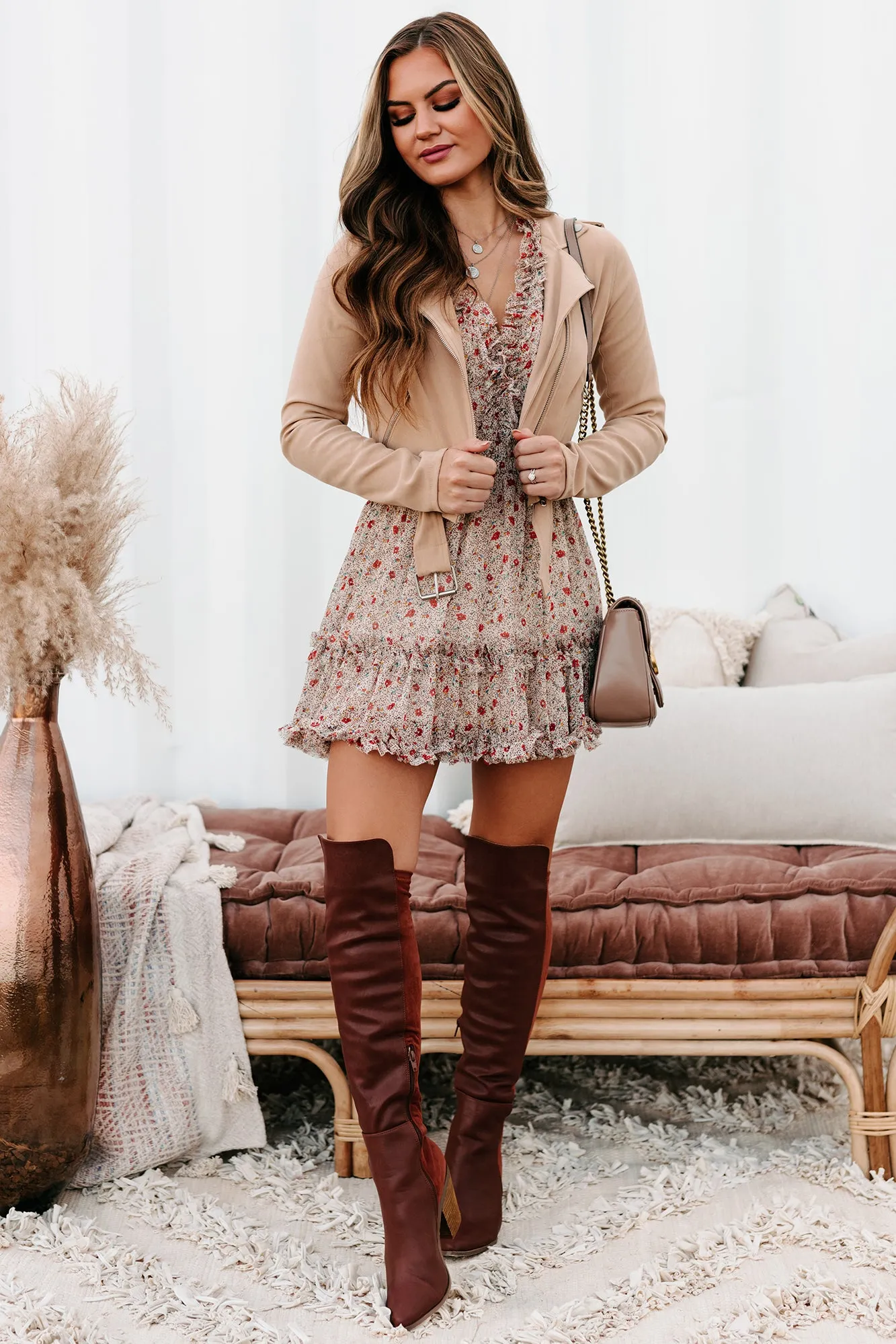 Show Some Respect Belted Moto Jacket (Light Taupe)