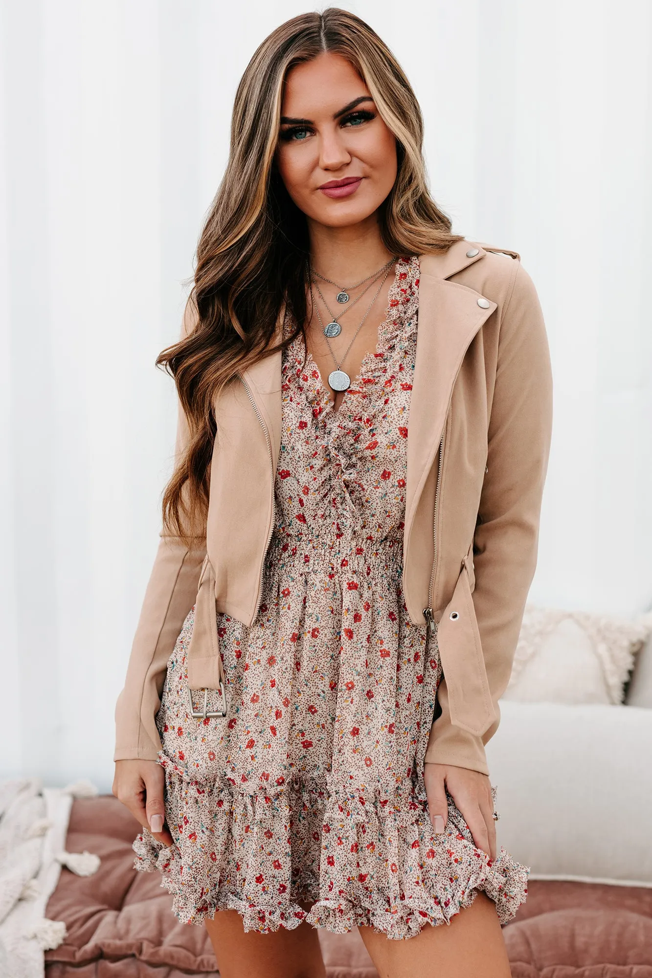 Show Some Respect Belted Moto Jacket (Light Taupe)