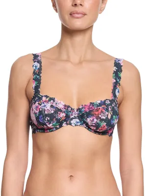 Signature Lace Balconette Bra Dark Peonies