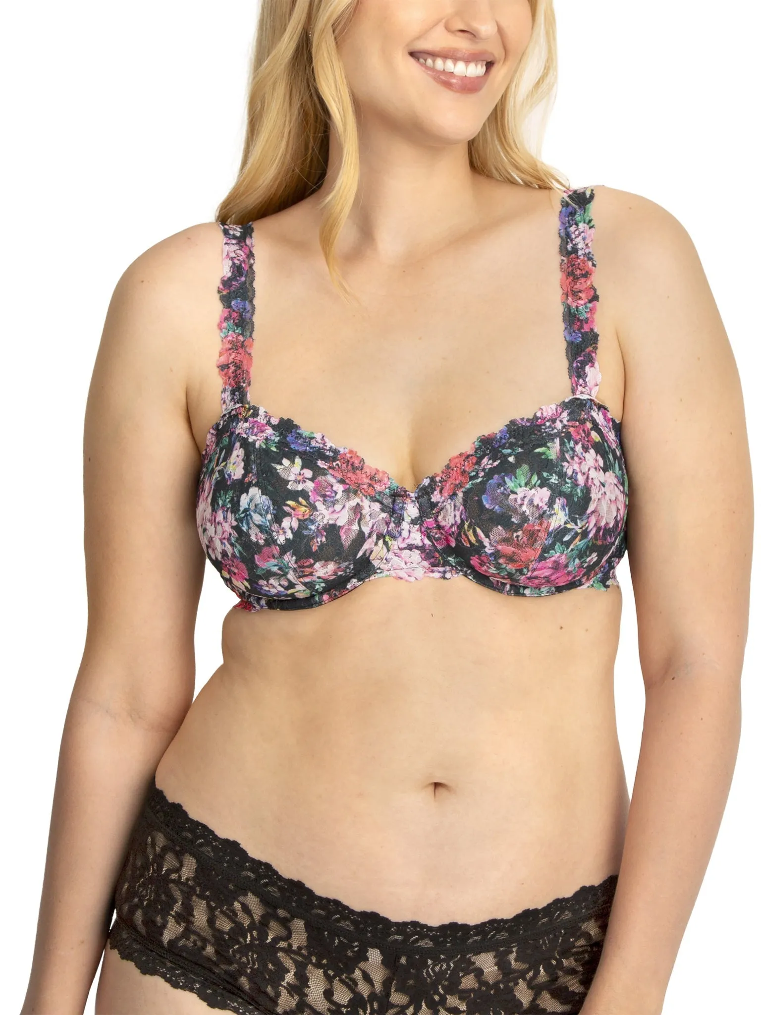 Signature Lace Balconette Bra Dark Peonies