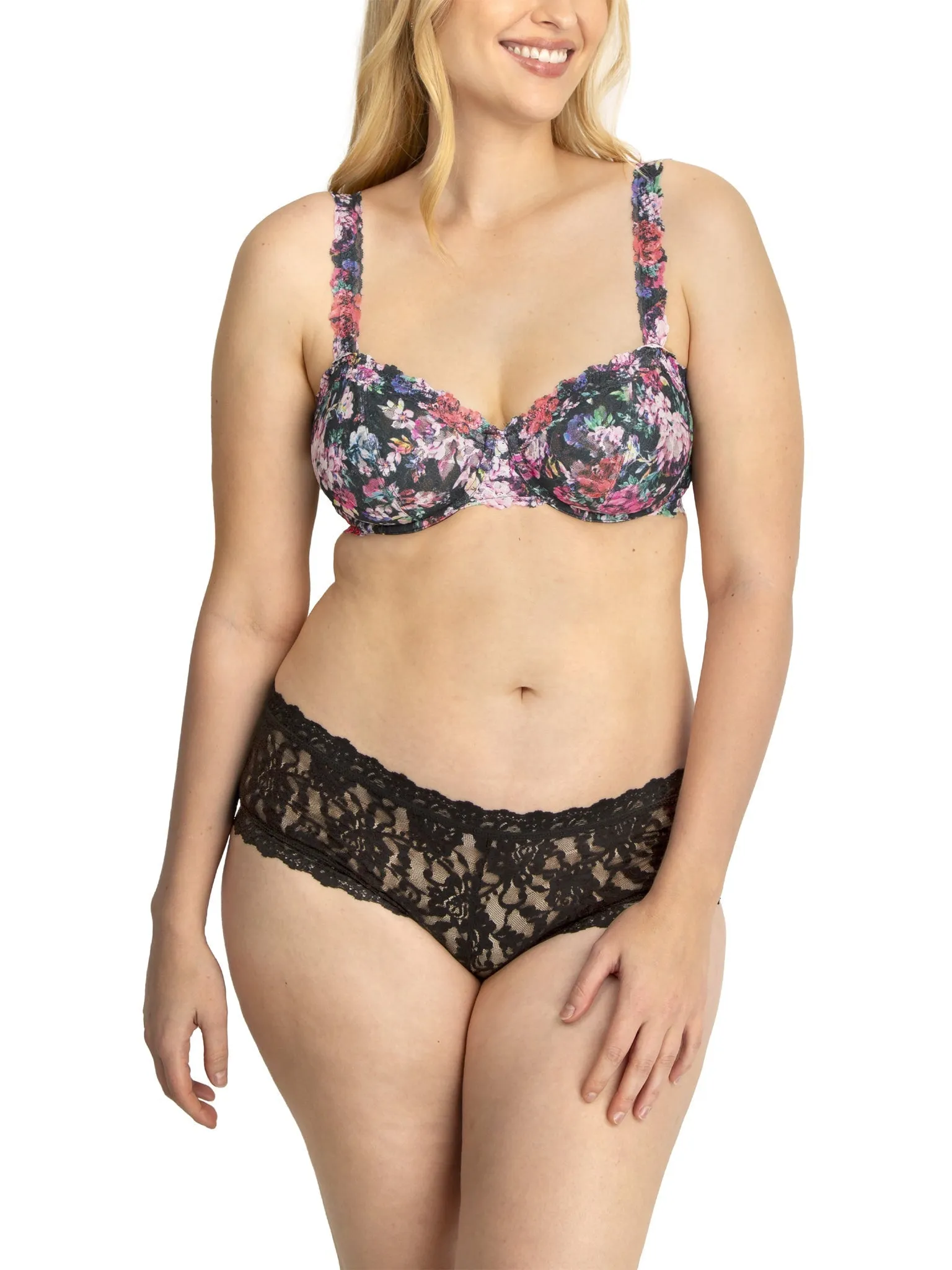 Signature Lace Balconette Bra Dark Peonies