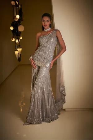 Silver Grey Sequin Sharara Set