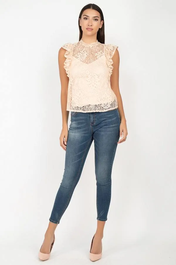 Sleeveless Lace Lining Top
