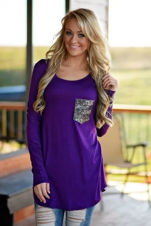 Sparkle Pocket Top - Purple