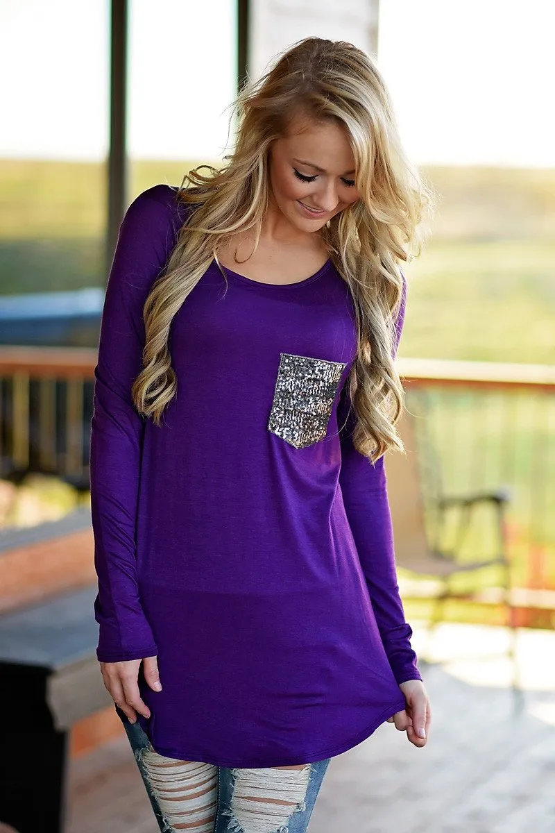 Sparkle Pocket Top - Purple