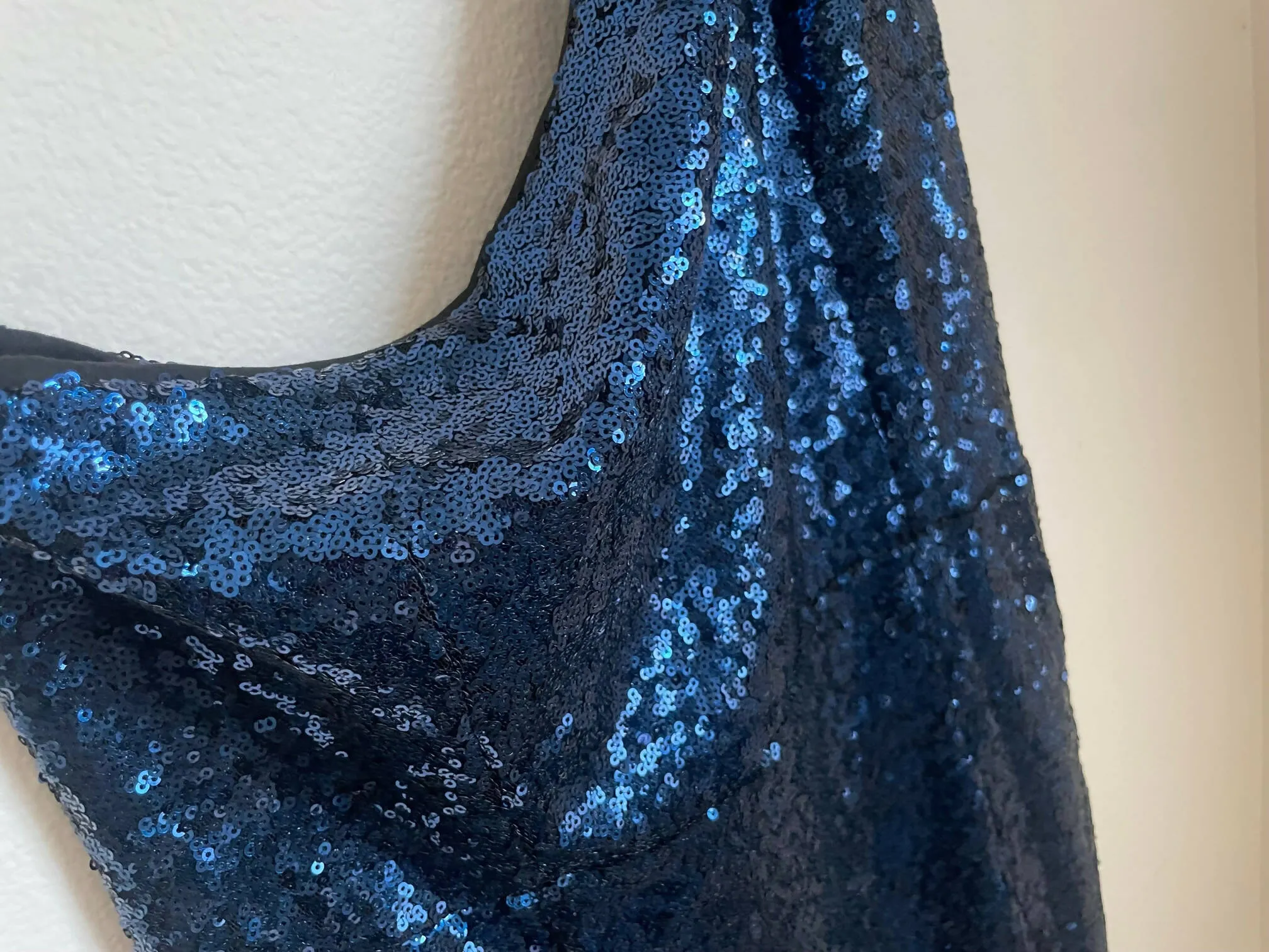 Sparkly bedazzled One shoulder maxi dress