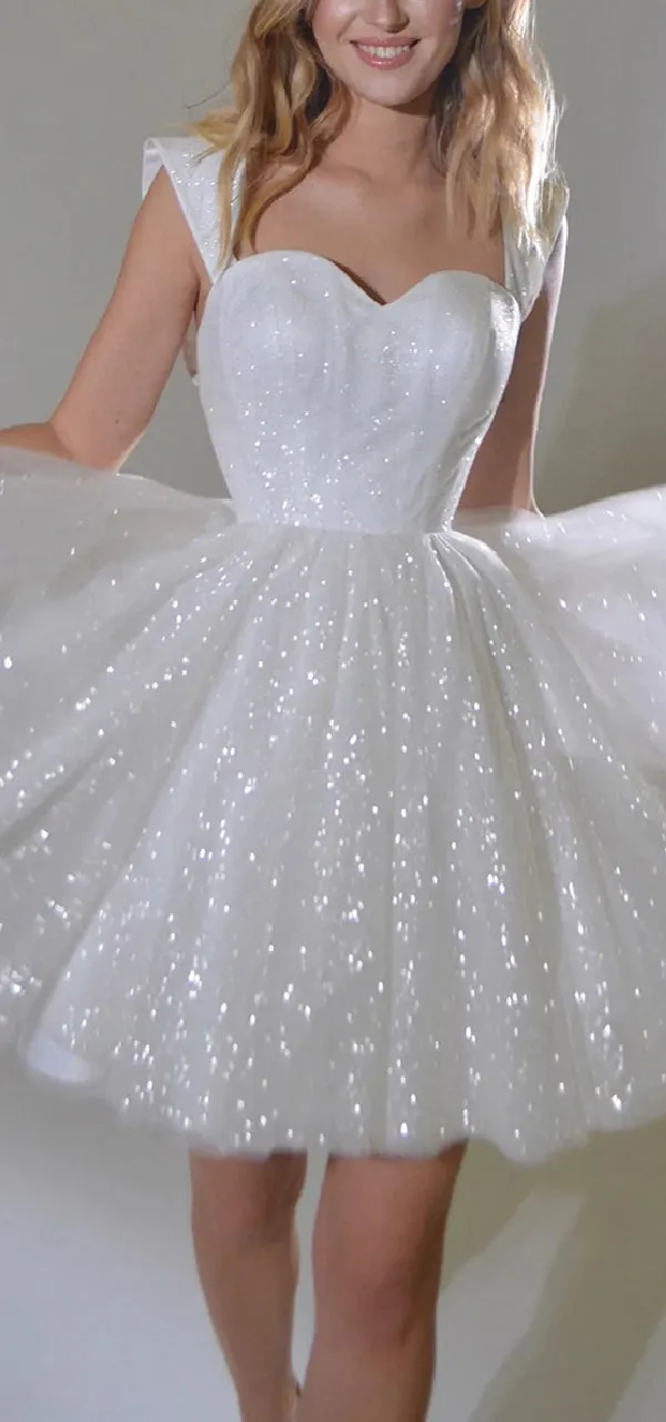 Sparkly Straps A-line Tulle Short Homecoming Dresses Online, HD0654