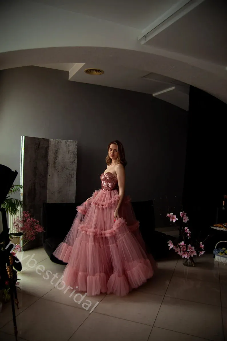 Sparkly Sweetheart Sleeveless A-line Floor Length Prom Dress,PDS11584