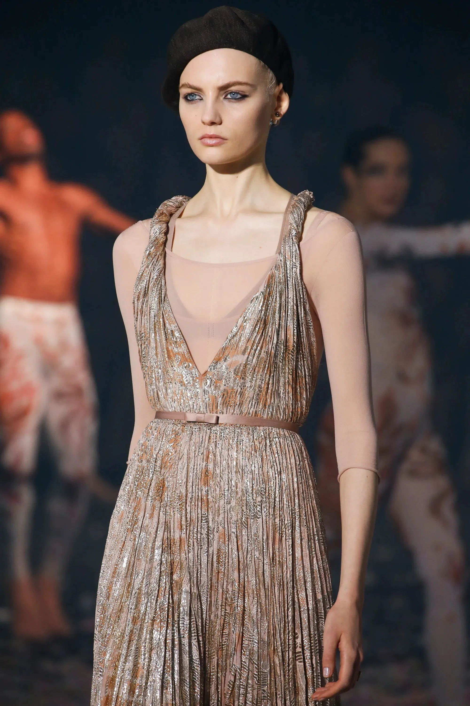 Spectacular Spring 2019 Christian Dior by Maria Grazia Chiuri Look 86 Gold Thread & Silk Dress