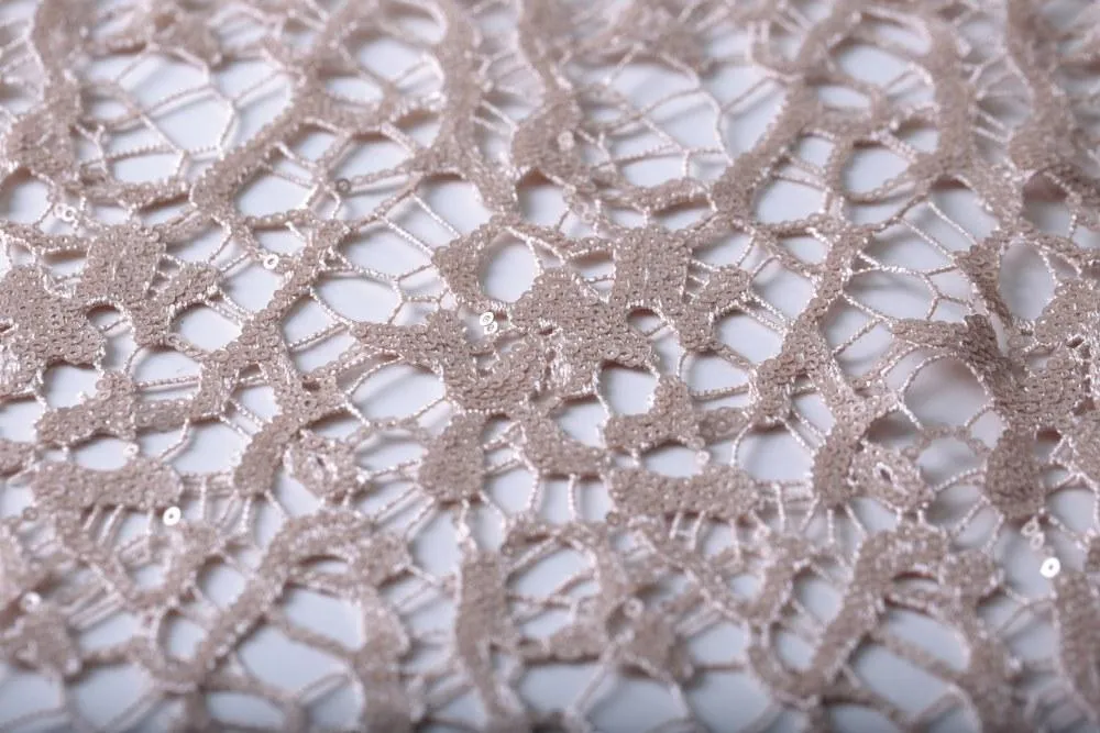 Spider Web Design Guipure Sequin Decorated Fabric