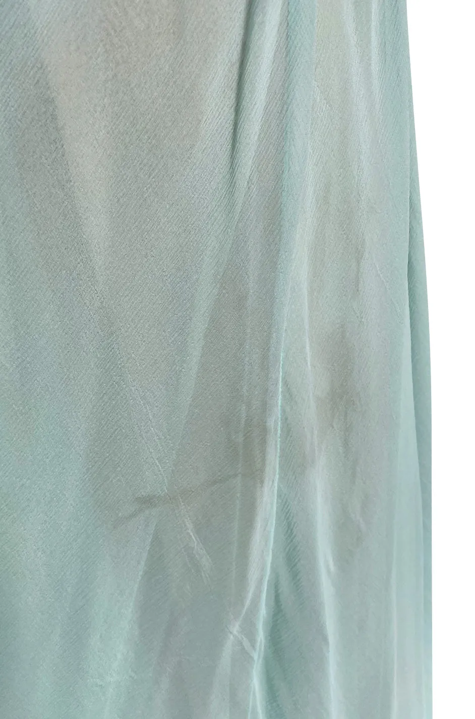 Spring 1976 Chanel Haute Couture Pale Turquoise Silk Chiffon Dress w PinTuck Gathered Front