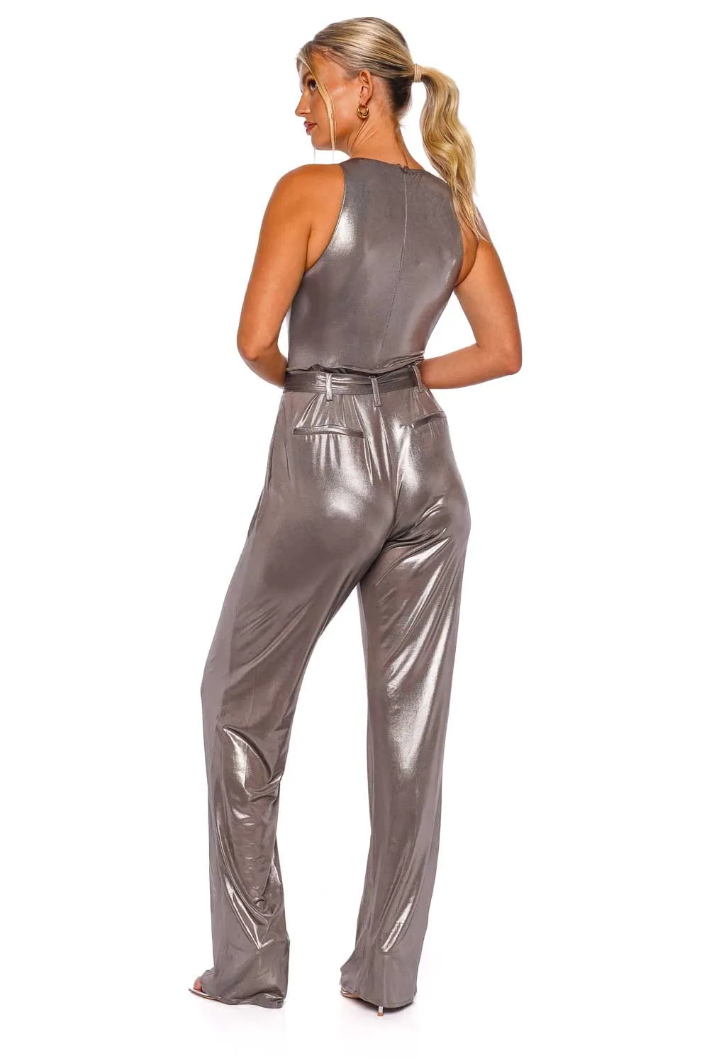 Steel Coated Jersey Belted Pant