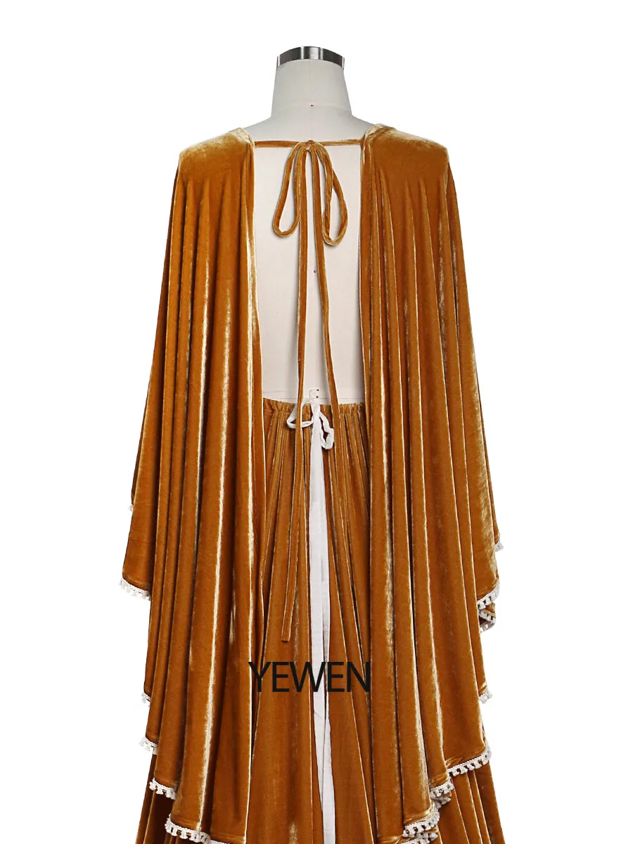 Stretch Velvet Boho Gown Long Sleeves Magical Dress for Special Moments Photo Shoots Dress YEWEN YW220818