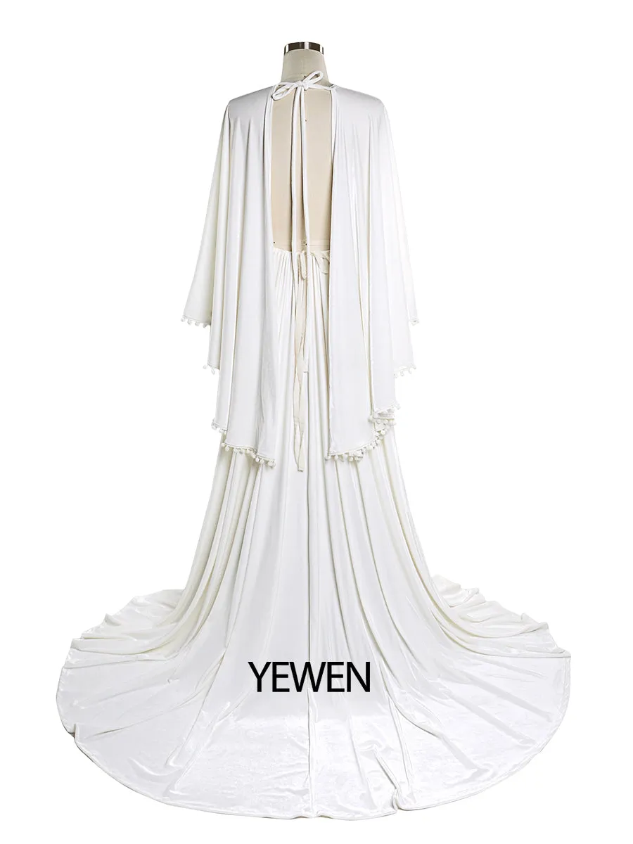 Stretch Velvet Boho Gown Long Sleeves Magical Dress for Special Moments Photo Shoots Dress YEWEN YW220818