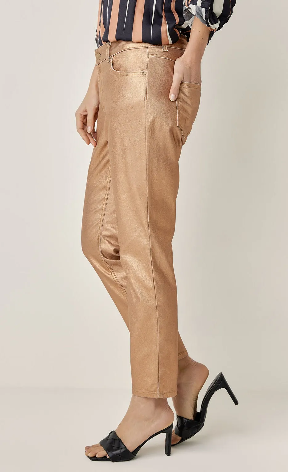 Summum Skinny Foil-Coated Trousers