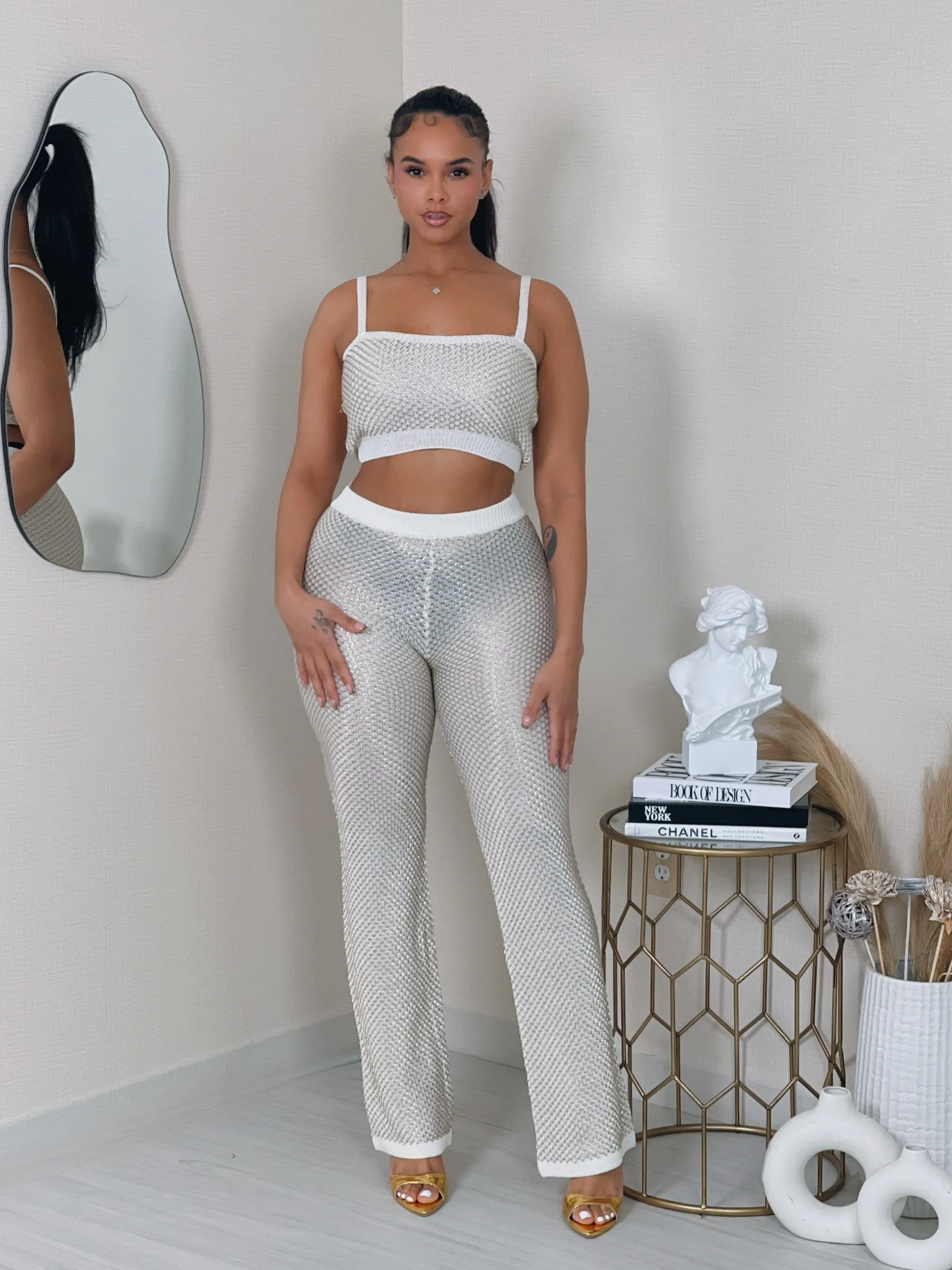 SW3725P - CARDIGAN, CROP TOP & PANTS 3PC SET