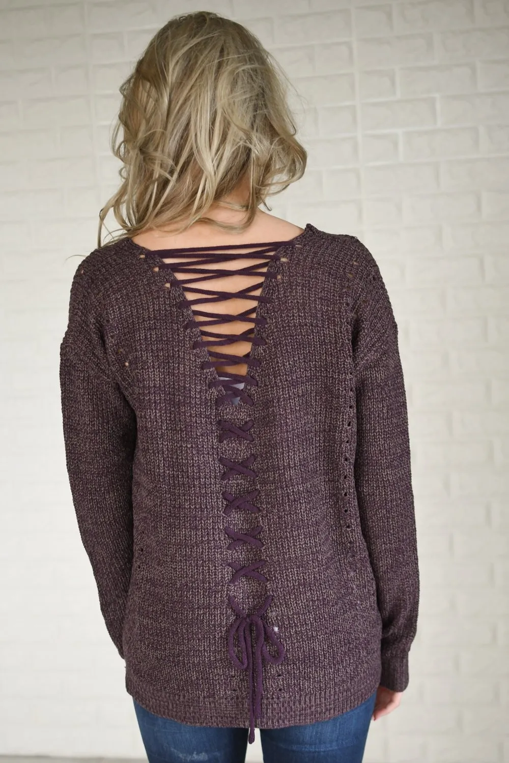 Sweet Love Back Lace Up Top ~ Purple