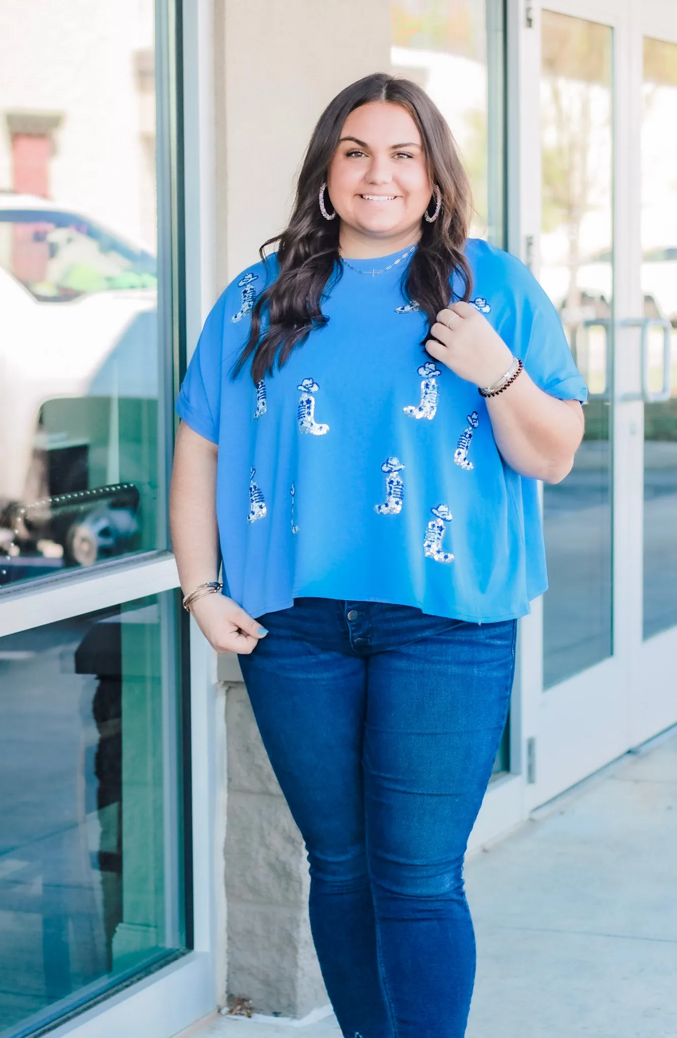 Take On the Night Sequin Cowboy Boot Top
